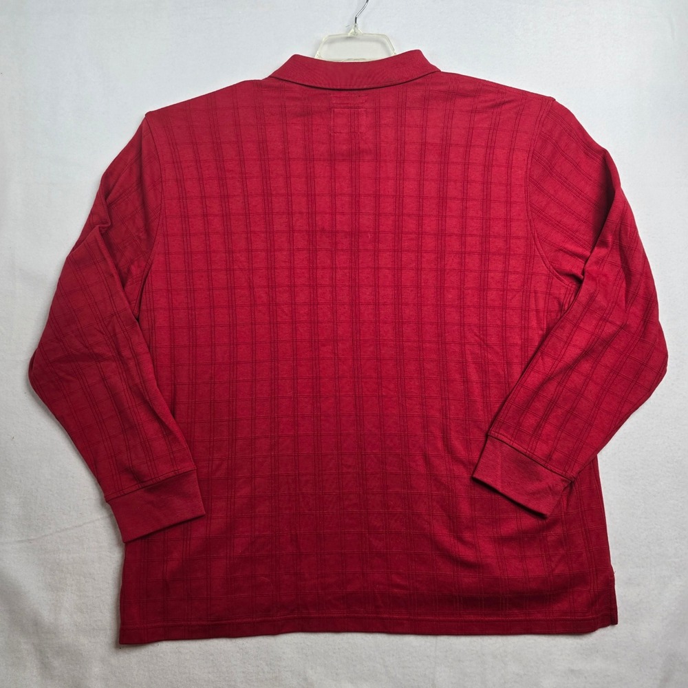 Saddlebred Mens XXL Red Long Sleeve Collared Polo Shirt Textured NWT Pullover - Picture 2 of 11